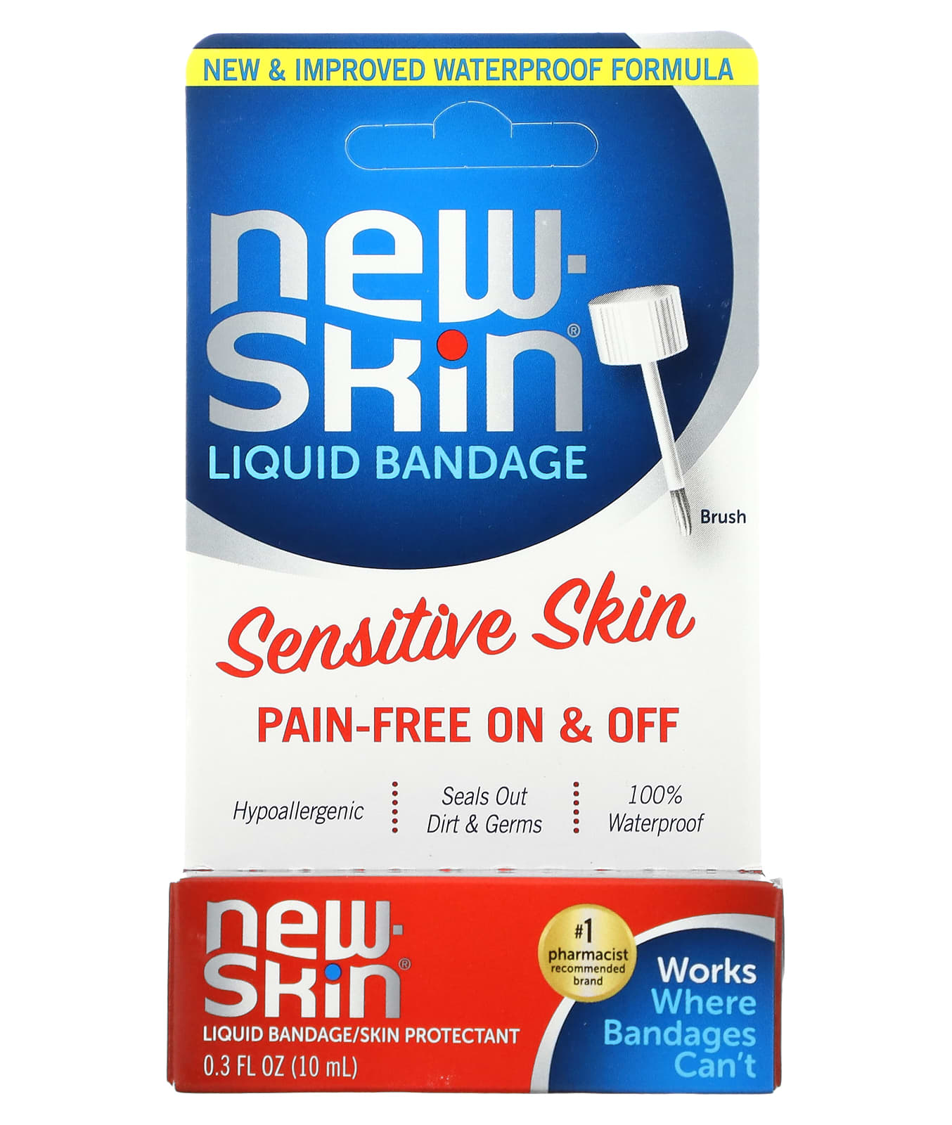 New Skin, Liquid Bandage/Skin Protectant, Sensitive Skin, 0.3 fl oz (10 ml)