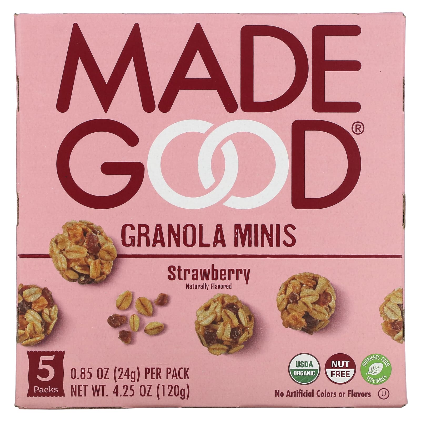 MadeGood-Granola Minis-Strawberry-5 Packets-0.85 oz (24 g) Each