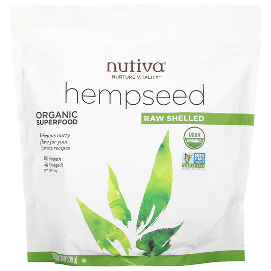 Nutiva-Organic Superfood-Raw Shelled Hempseed-19 oz (539 g)