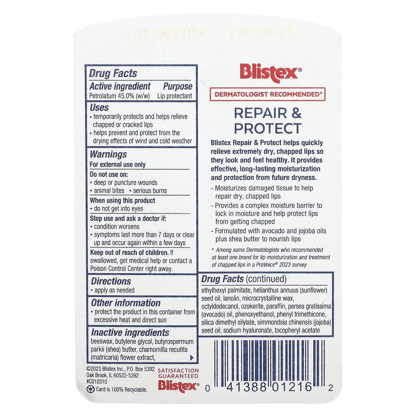 Blistex, Repair & Protect Lip Protectant, 0.13 oz (3.69 g)