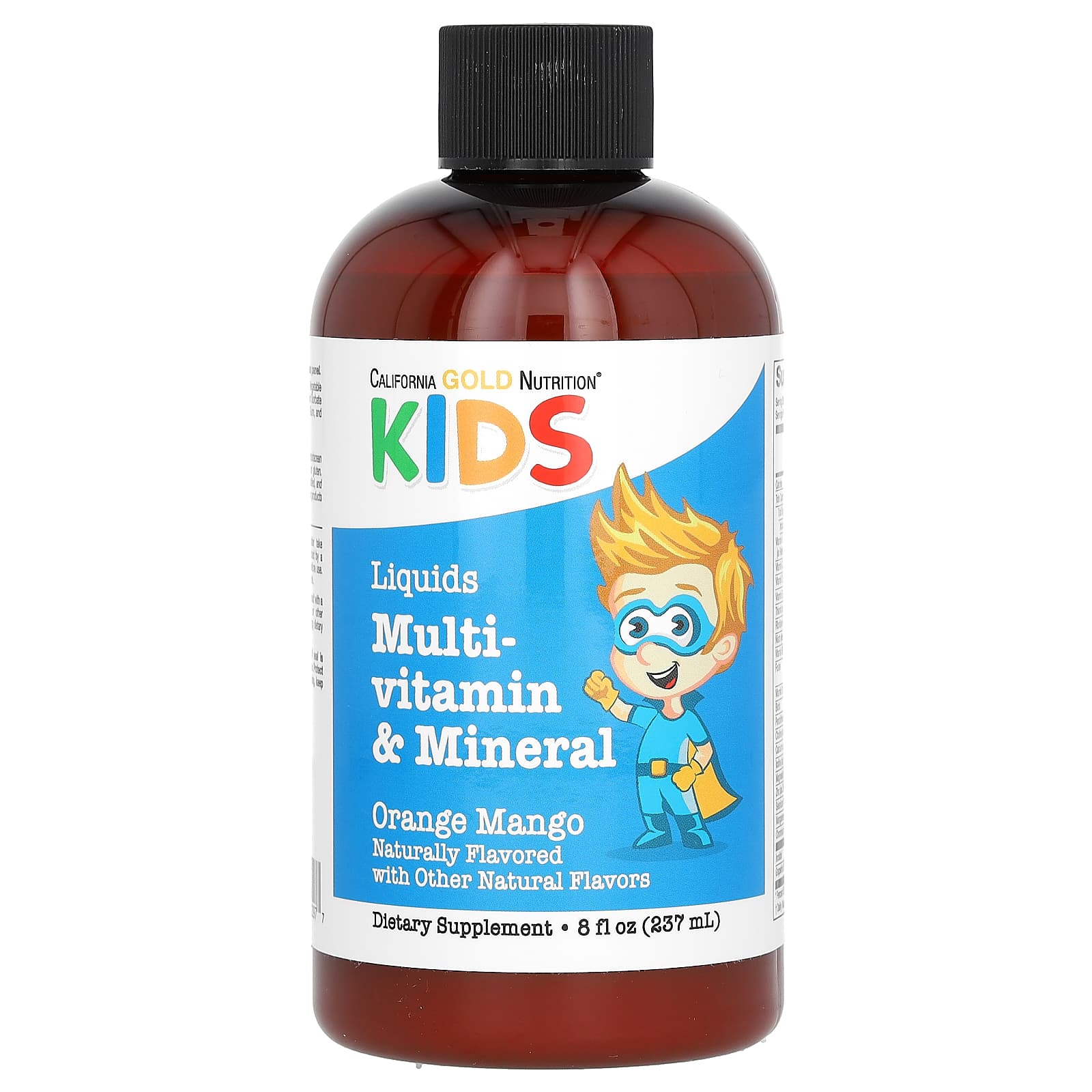 California Gold Nutrition-Liquid Multi-Vitamin & Mineral For Children-No Alcohol-Natural Orange Mango Flavor-8 fl oz (237 ml)