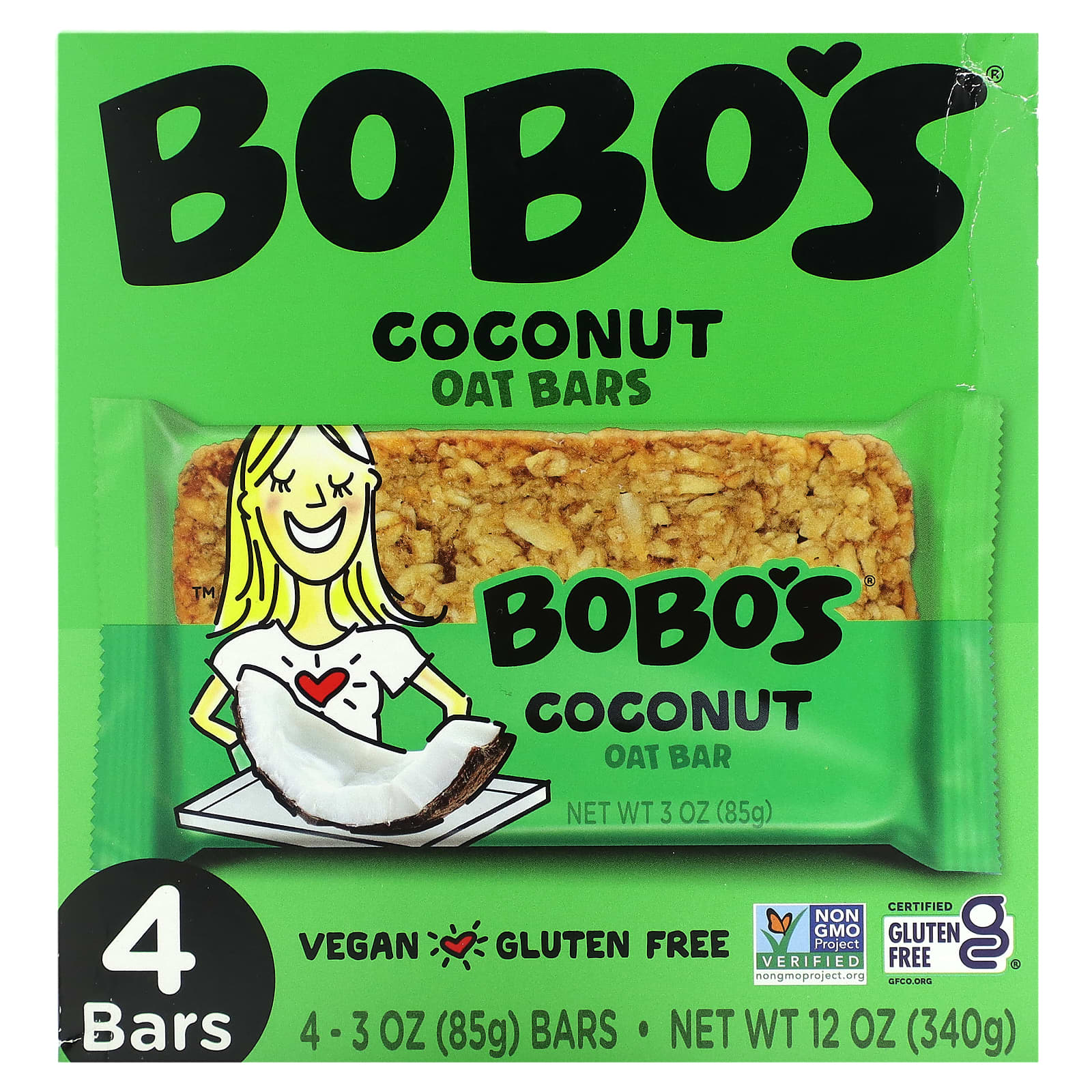 Bobo's Oat Bars-Coconut Oat Bars-4 Bars-3 oz (85 g) Each