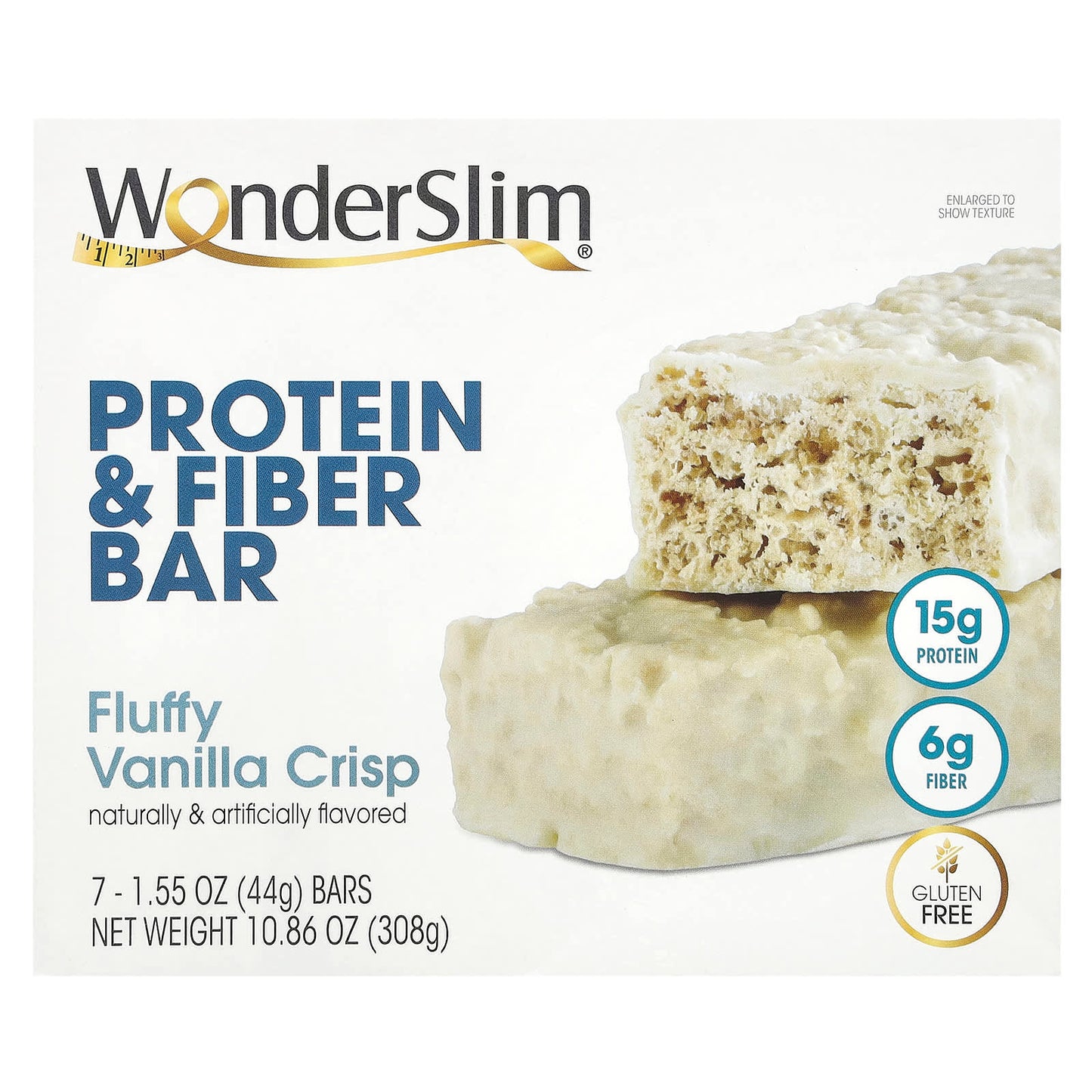 WonderSlim-Protein & Fiber Bar-Fluffy Vanilla Crisp-7 Bars-1.55 oz (44 g) Each