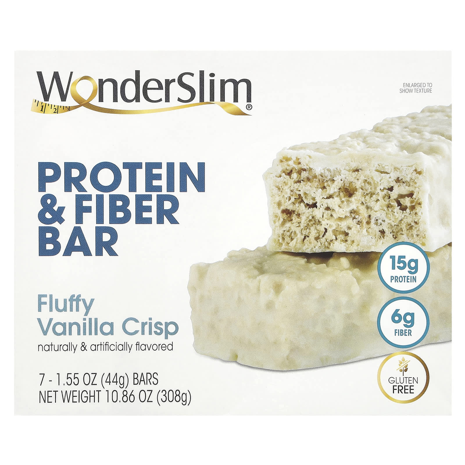 WonderSlim-Protein & Fiber Bar-Fluffy Vanilla Crisp-7 Bars-1.55 oz (44 g) Each