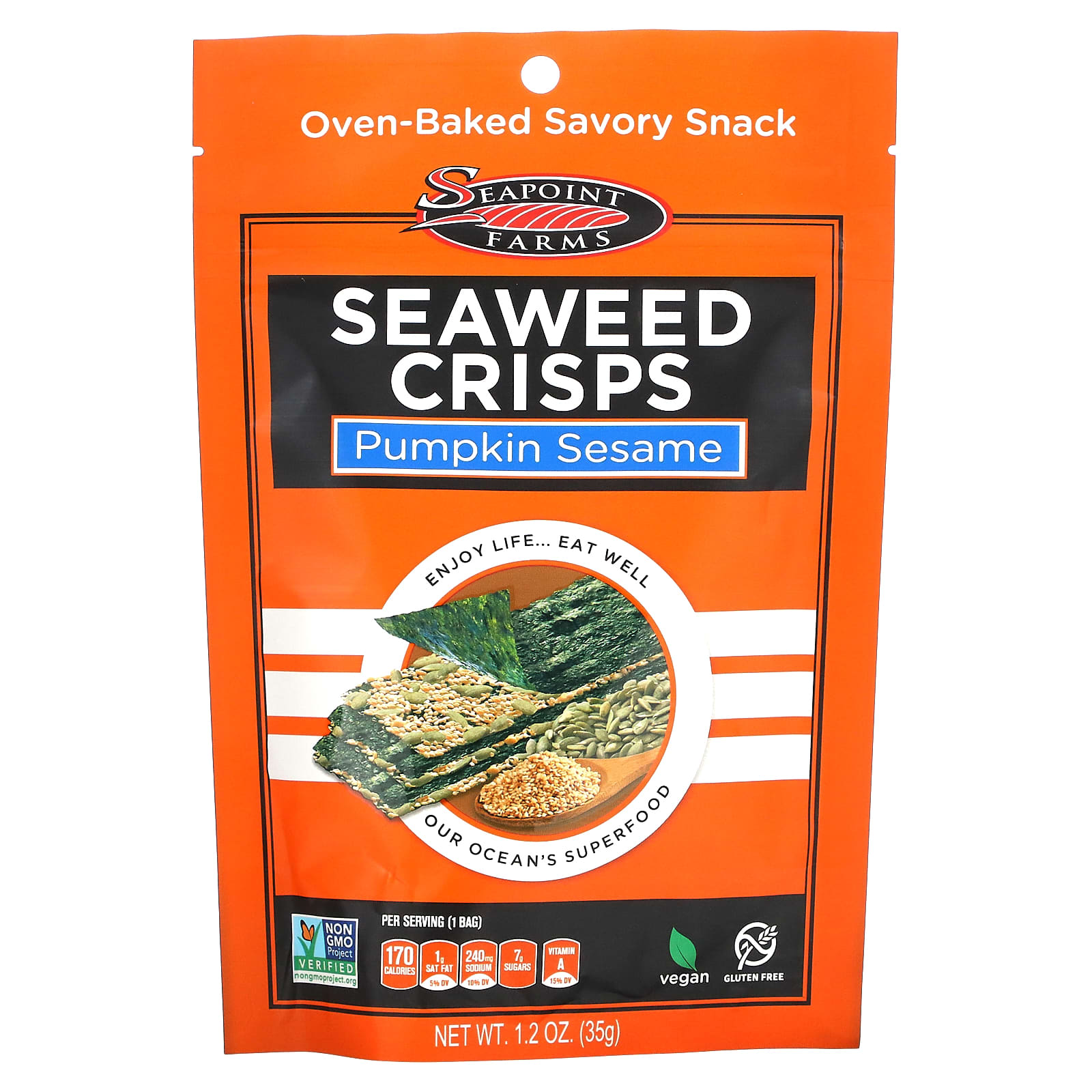 Seapoint Farms-Seaweed Crisps-Pumpkin Sesame-1.2 oz (35 g)