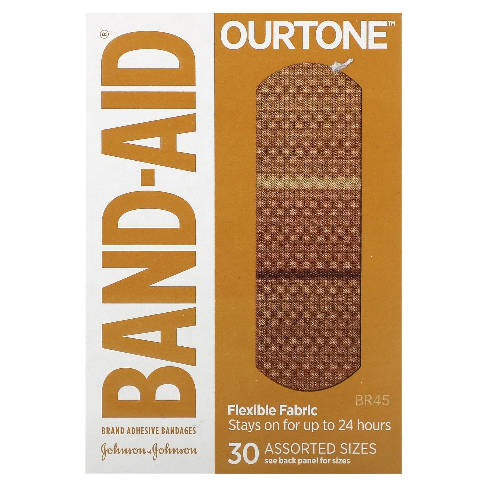 Band Aid-Adhesive Bandages-Ourtone-Flexible Fabric-BR45-30 Assorted Sizes