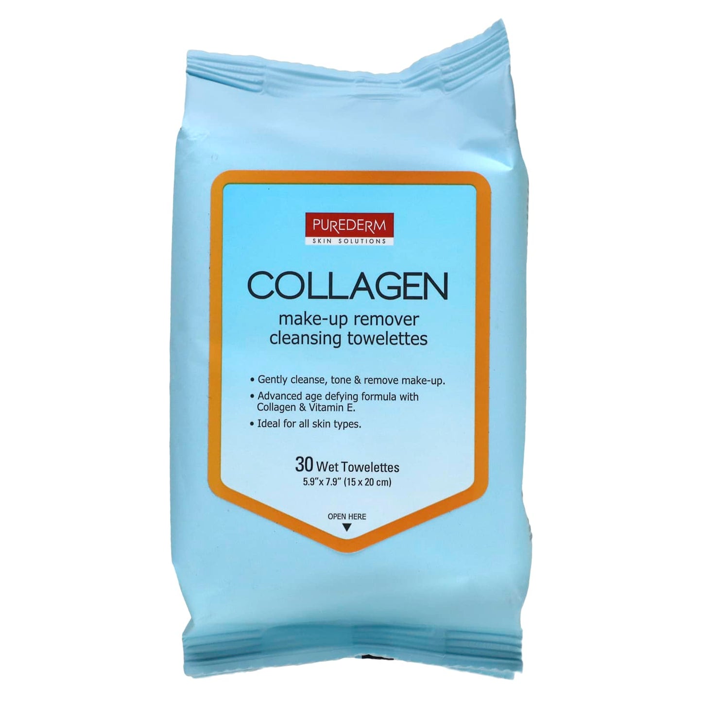 Purederm-Make-Up Remover Cleansing Towelettes-Collagen-30 Wet Towelettes