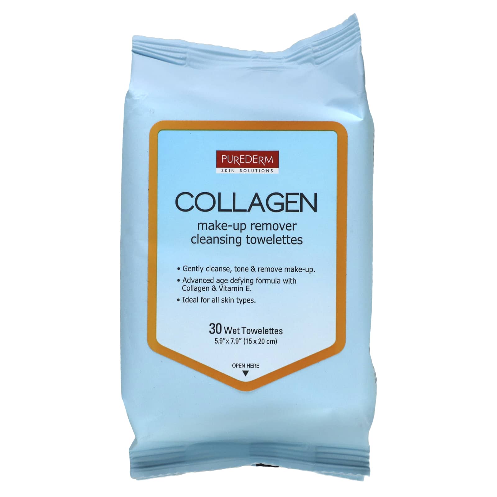 Purederm-Make-Up Remover Cleansing Towelettes-Collagen-30 Wet Towelettes