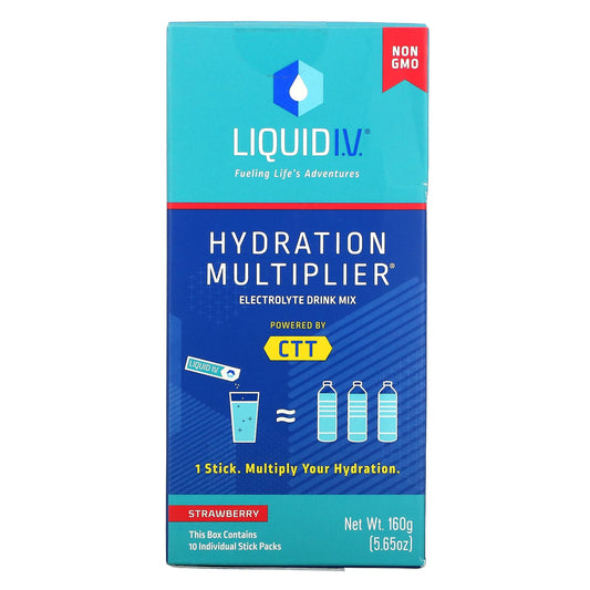 Liquid I.V.-Hydration Multiplier-Electrolyte Drink Mix-Strawberry-10 Individual Stick Packs-0.56 oz (16 g) Each