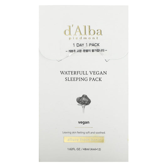 d'Alba-Waterfull Vegan Sleeping Pack-12 Packs-0.13 fl oz  (4 ml) each