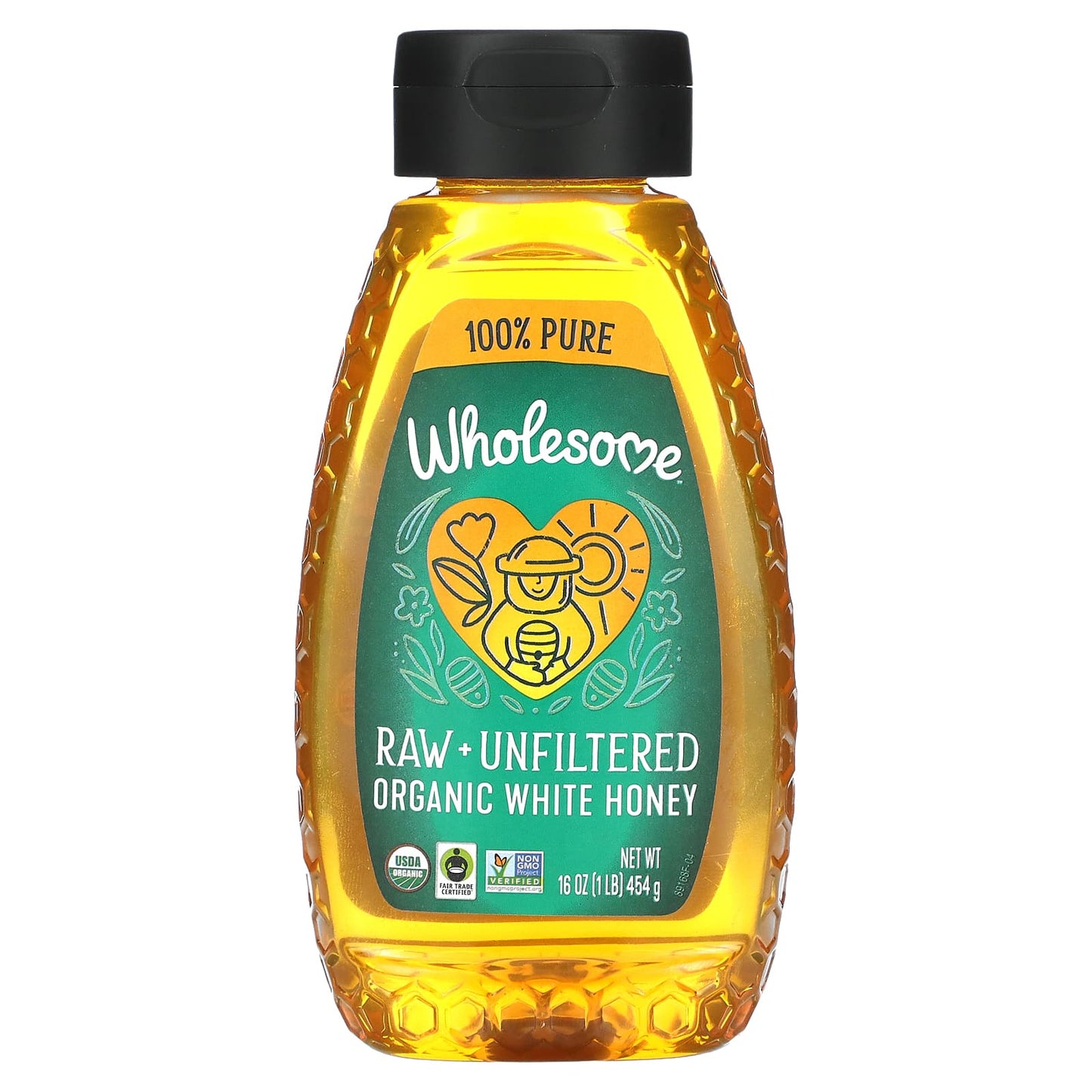 Wholesome Sweeteners-Organic Raw Unfiltered White Honey-16 oz (454 g)