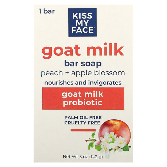 Kiss My Face-Goat Milk Bar Soap-Peach + Apple Blossom-5 oz (142 g)