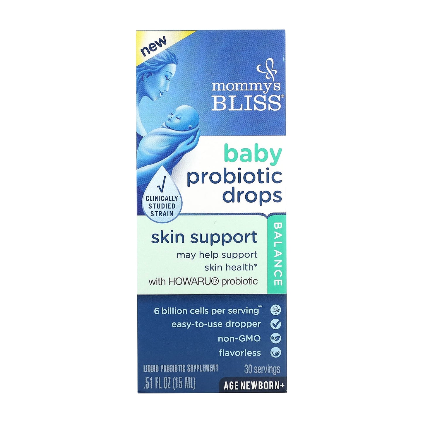 Mommy's Bliss-Baby Probiotic Drops-Age Newborn +-Flavorless-0.51 fl oz (15 ml)