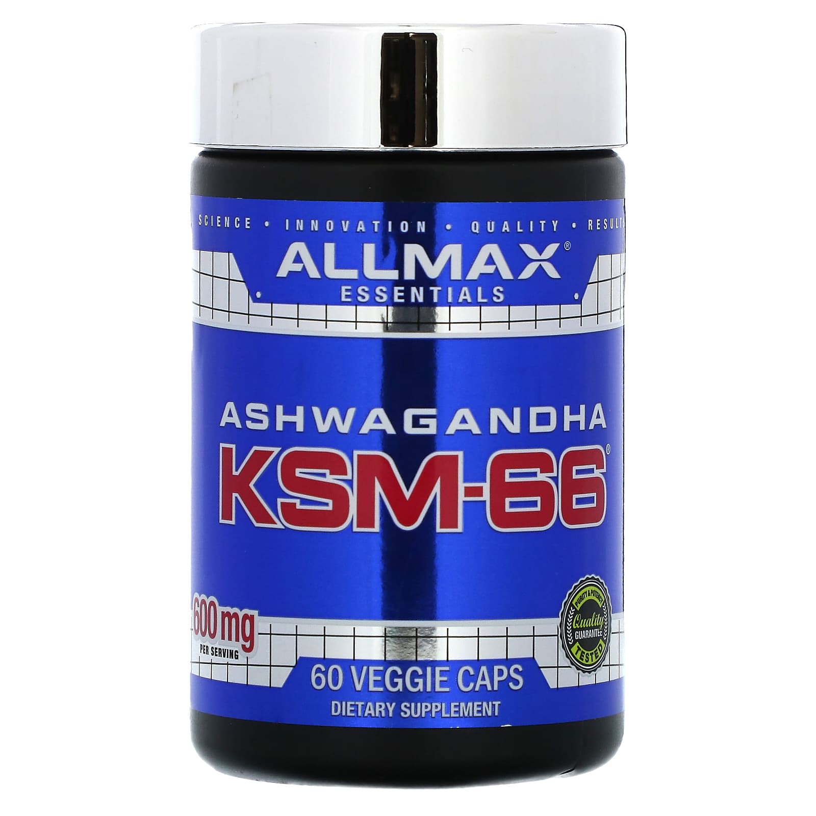 ALLMAX-Ashwagandha KSM-66-600 mg-60 Veggie Caps (300 mg per Capsule)