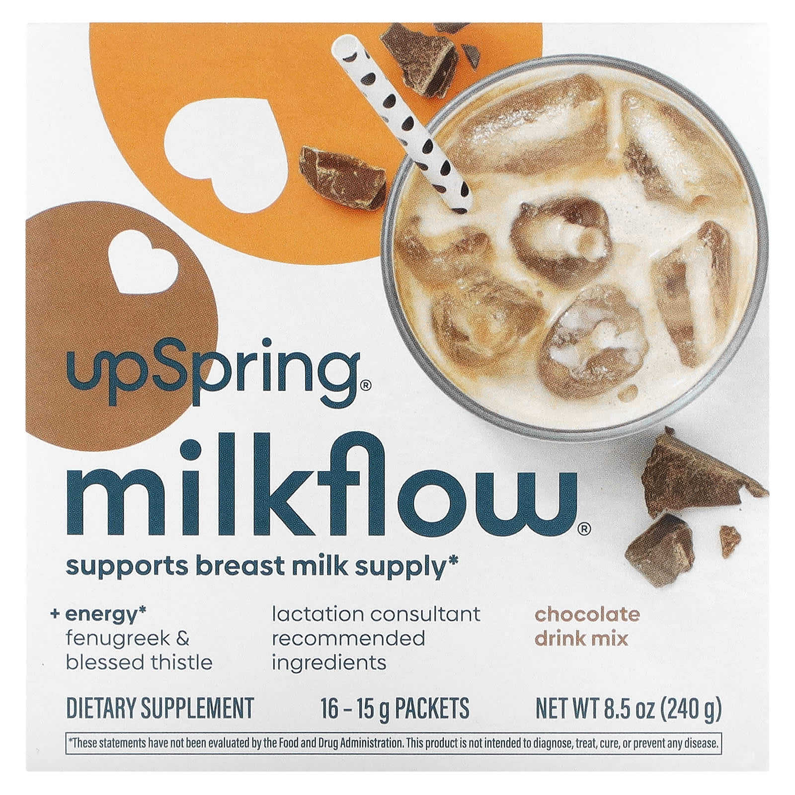 UpSpring-Milkflow Drink Mix-Chocolate-16 Packets-15 g Each