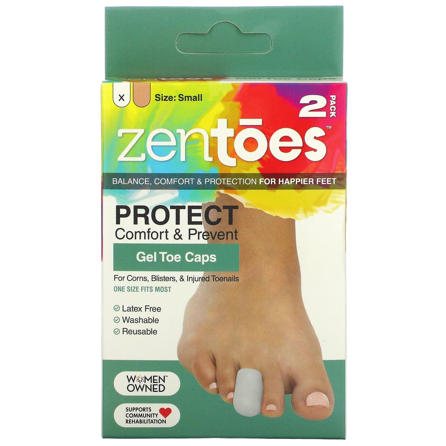 ZenToes-Gel Toe Caps-Small-Grey-2 Pack