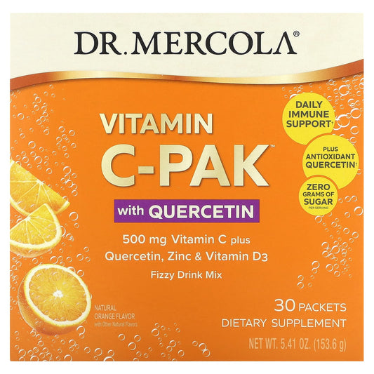 Dr. Mercola-Vitamin C-PAK with Quercetin-Natural Orange-500 mg-30 Packets-0.18 oz (5.12 g) Each