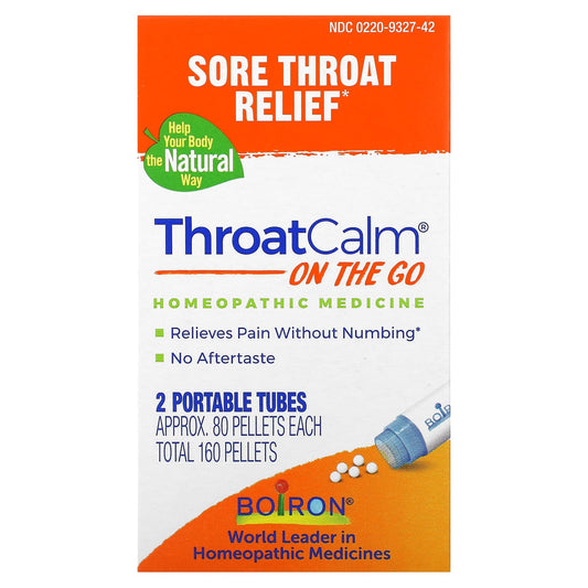 Boiron-ThroatCalm On The Go-2 Portables Tubes-80 Pellets Each