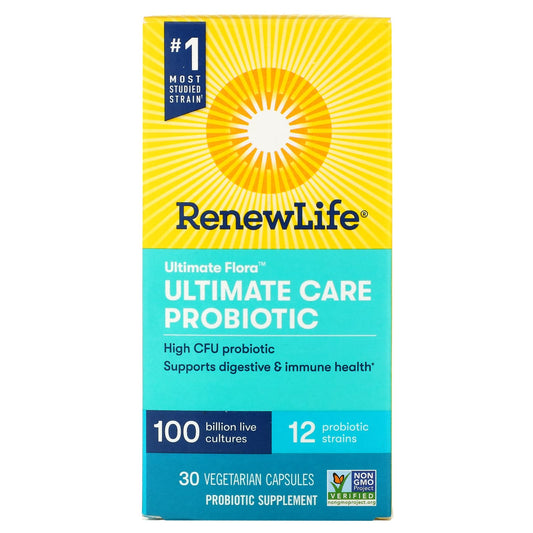 Renew Life-Ultimate Flora-Ultimate Care Probiotic-100 Billion Live Cultures-30 Vegetarian Capsules