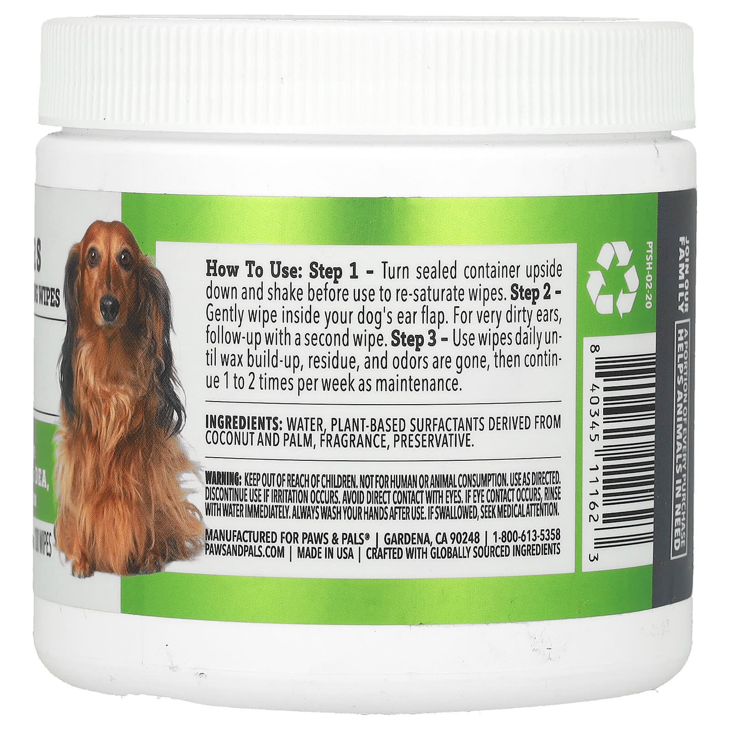 Paws & Pals, All Ears, Build-Up Cleaning Wipes, For Dogs, 100 Wipes