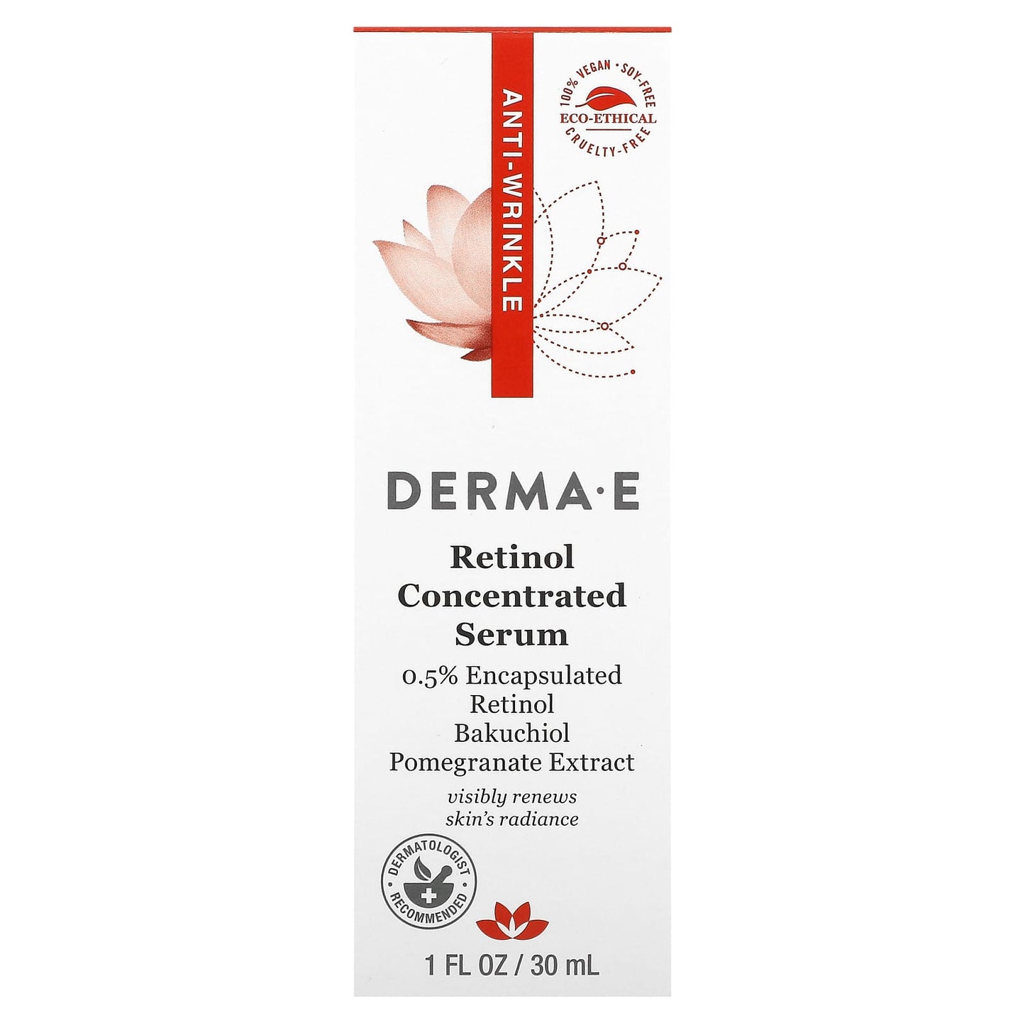 DERMA E, Anti-Wrinkle, Retinol Concentrated Serum, 1 fl oz (30 ml)