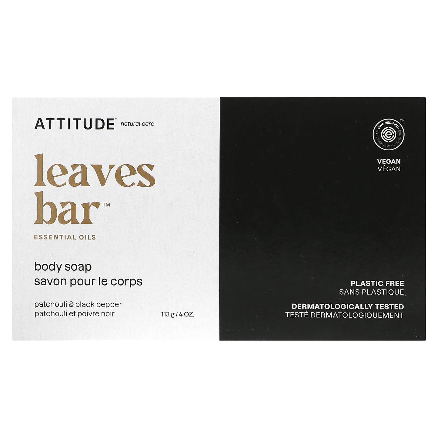 ATTITUDE-Leaves Bar-Body Bar Soap-Patchouli & Black Pepper-4 oz (113 g)