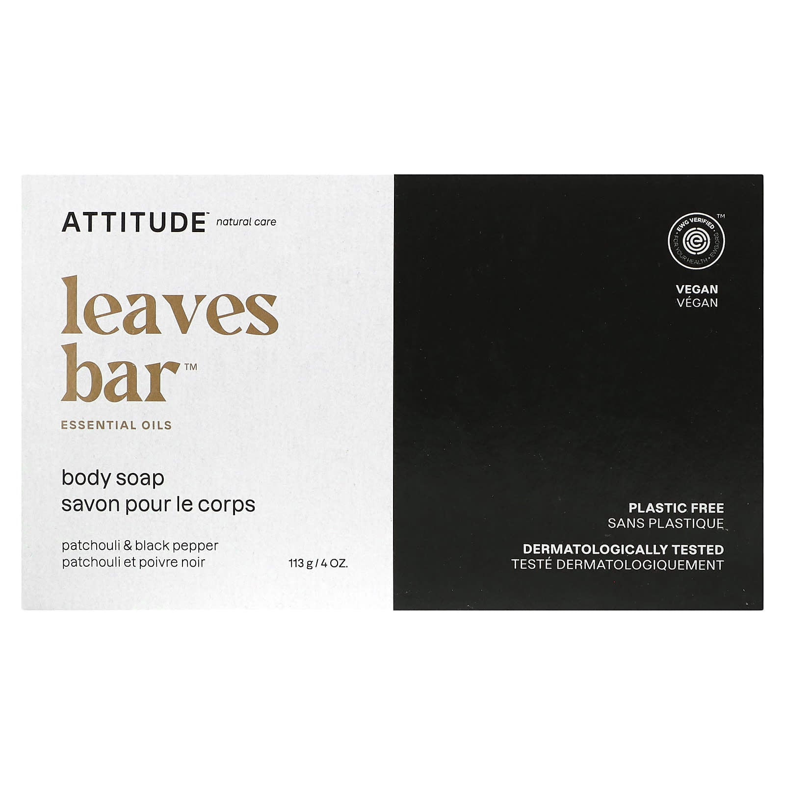 ATTITUDE-Leaves Bar-Body Bar Soap-Patchouli & Black Pepper-4 oz (113 g)