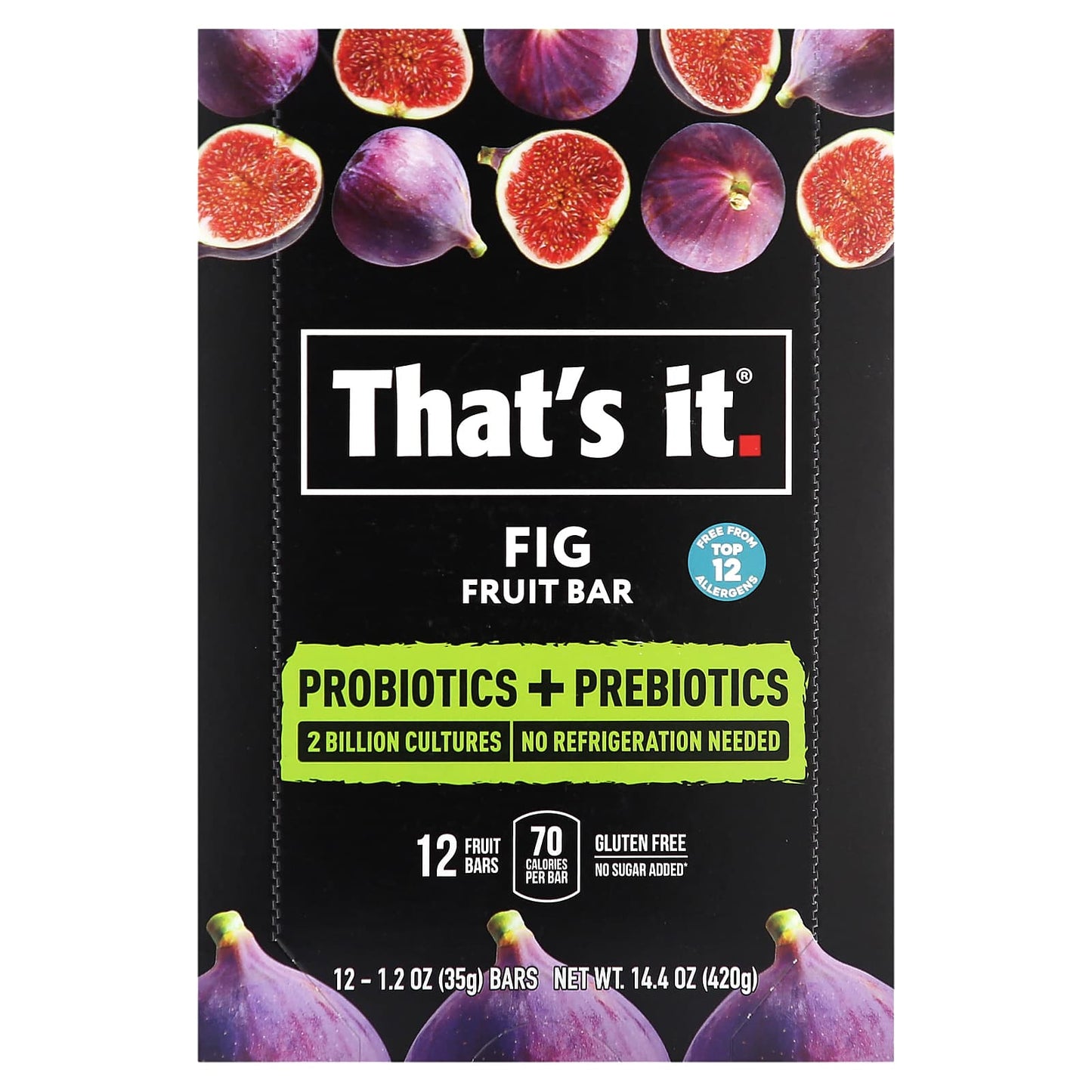 That's It-Prebiotics + Probiotics Fruit Bar-Fig-12 Bars-1.2 oz (35 g) Each