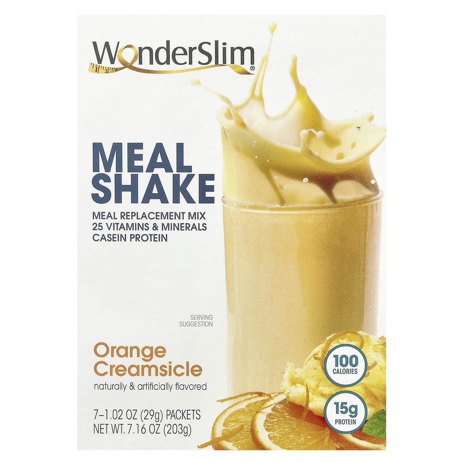 WonderSlim-Meal Shake-Orange Creamsicle-7 Packets-1.02 oz (29 g) Each