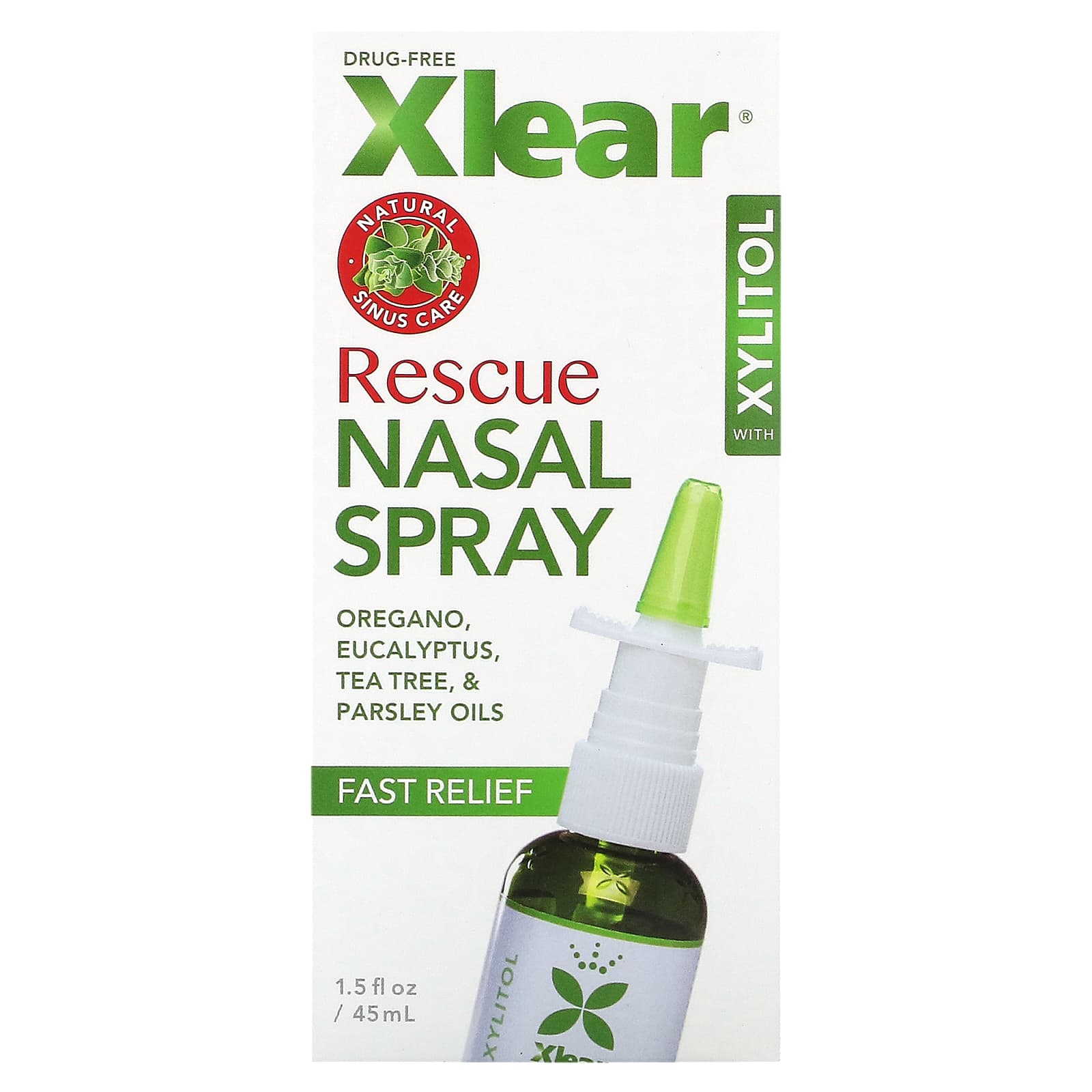 Xlear-Rescue Nasal Spray with Xylitol-Fast Relief-1.5 fl oz (45 ml)