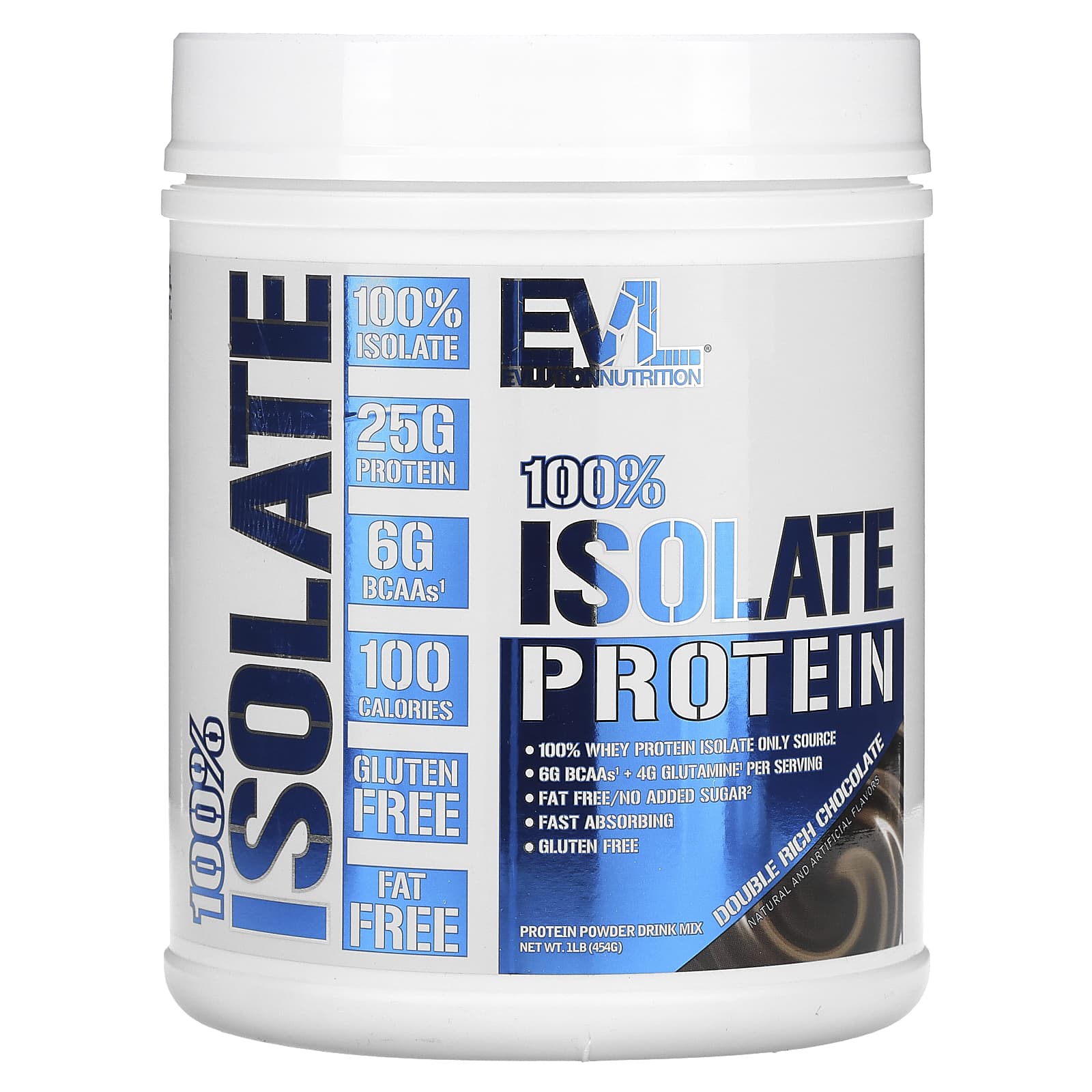 EVLution Nutrition-100% Isolate Protein-Double Rich Chocolate-1 lb (454 g)