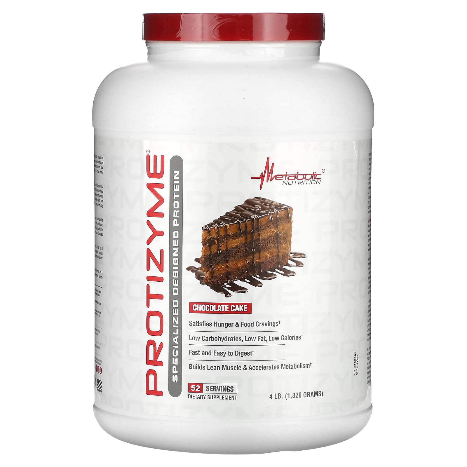 Metabolic Nutrition-Protizyme-Specialized Designed Protein-Chocolate Cake-4 lb (1,820 g)