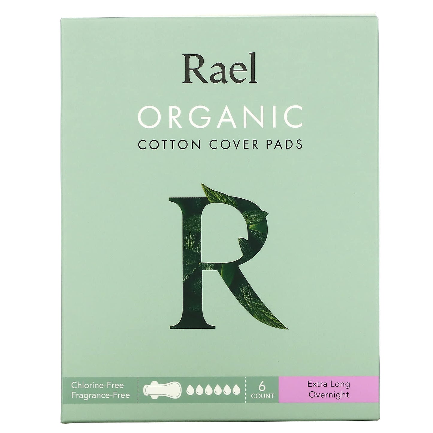 Rael-Organic Cotton Cover Pads-Extra Long Overnight-6 Count