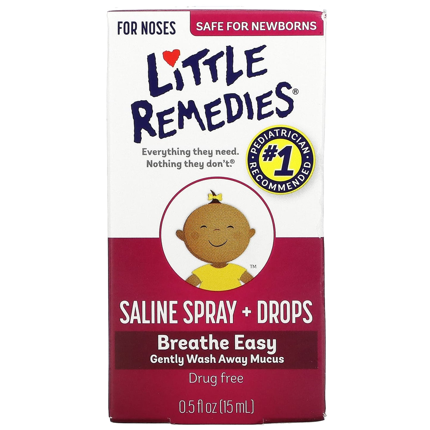 Little Remedies-Saline Spray + Drops-For Noses-0.5 fl oz (15 ml)