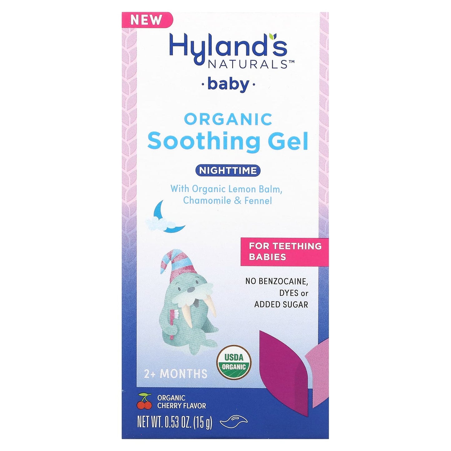 Hyland's Naturals, Baby Organic Soothing Gel, Nighttime, 2+ Months, Organic Cherry, 0.53 oz (15 g)