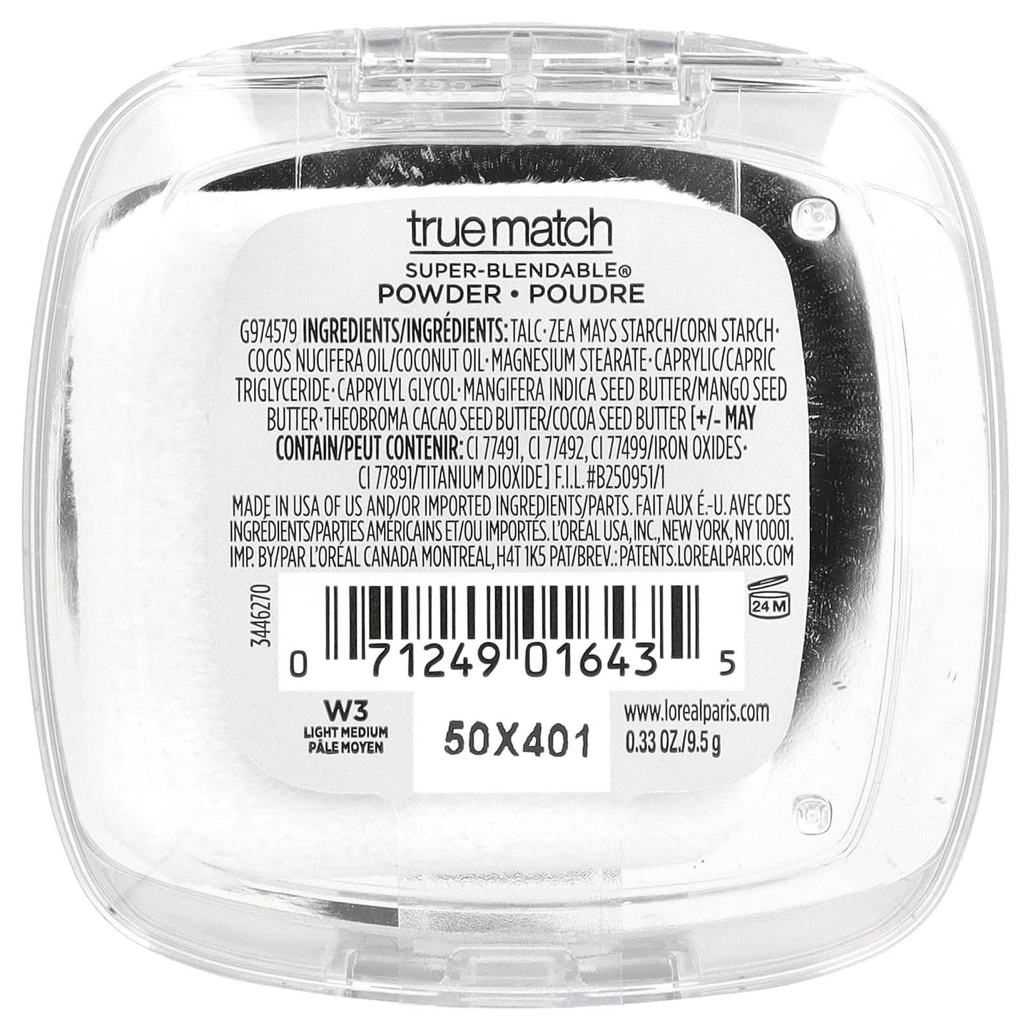 L'Oréal, True Match, Super-Blendable Powder, W3 Light Medium, 0.33 oz (9.5 g)