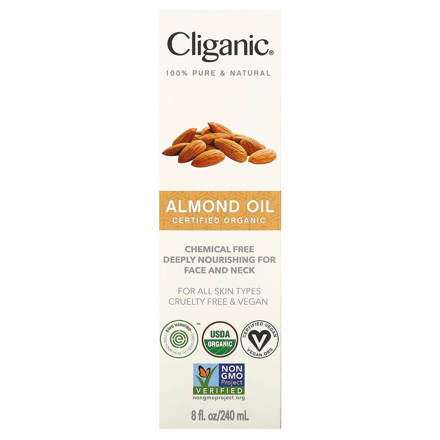 Cliganic, Organic Almond Oil, 8 fl oz (240 ml)