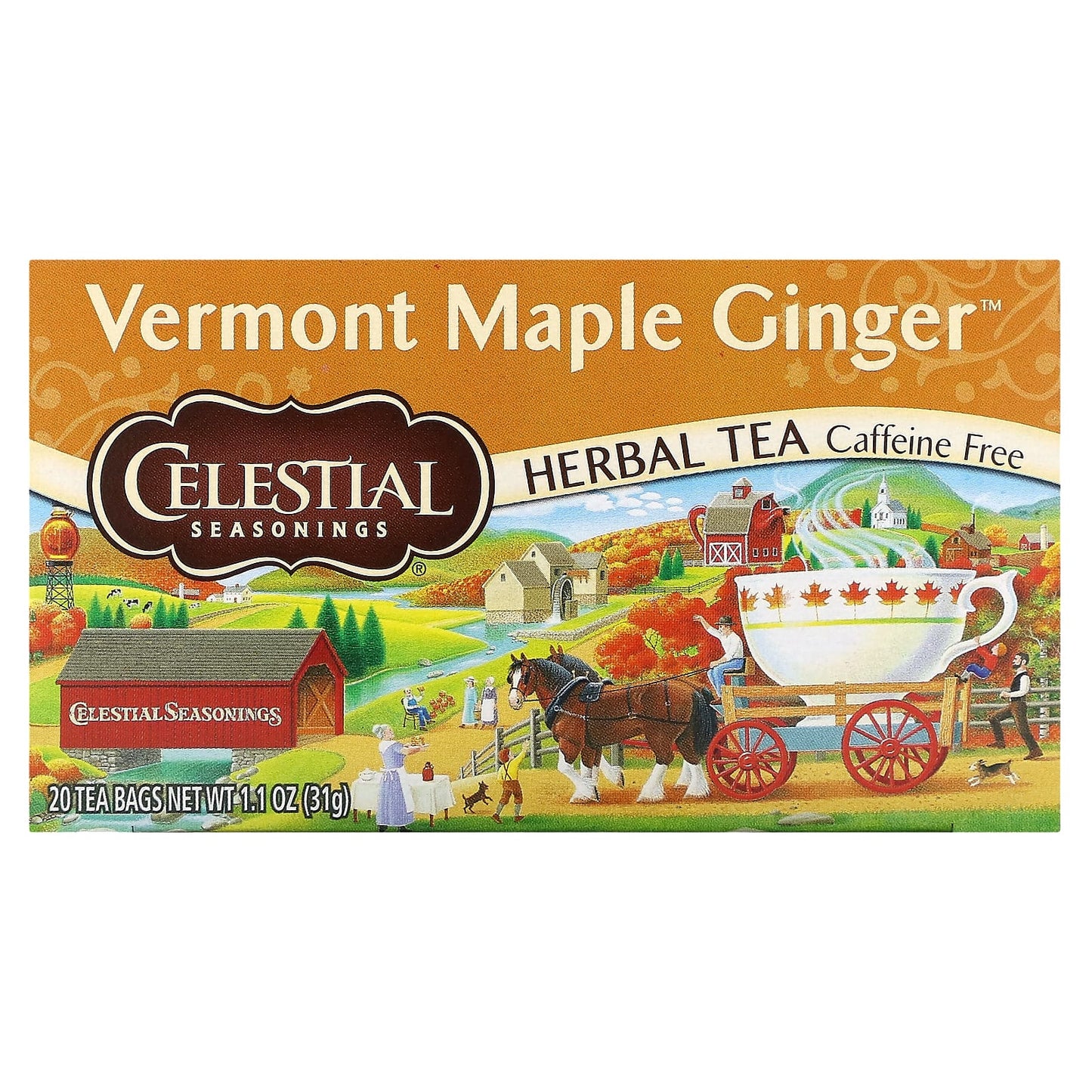 Celestial Seasonings-Herbal Tea-Vermont Maple Ginger-Caffeine Free -20 Tea Bags-1.1 oz (31 g)