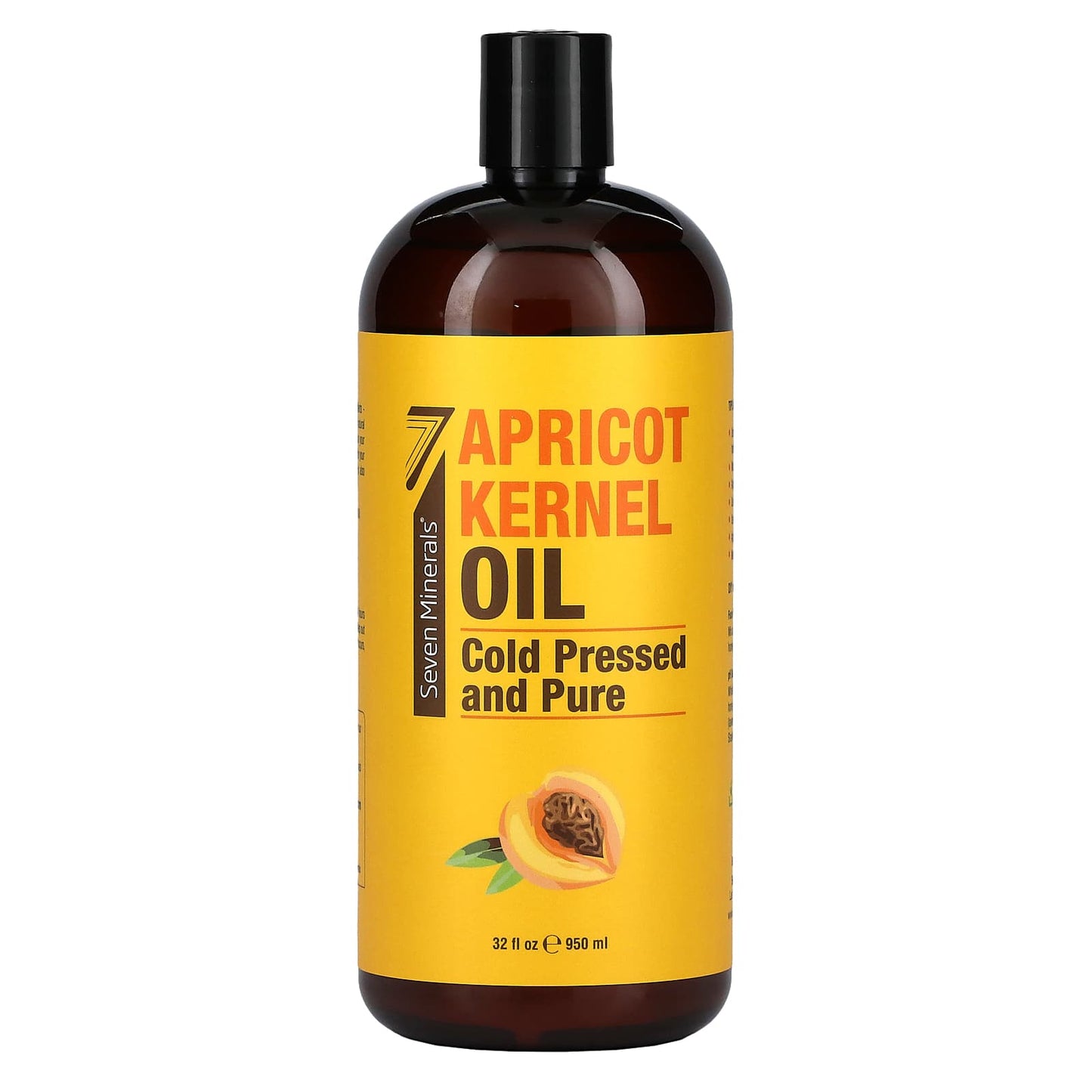 Seven Minerals-Apricot Kernel Oil-Cold Pressed and Pure-Unscented-32 fl oz (950 ml)