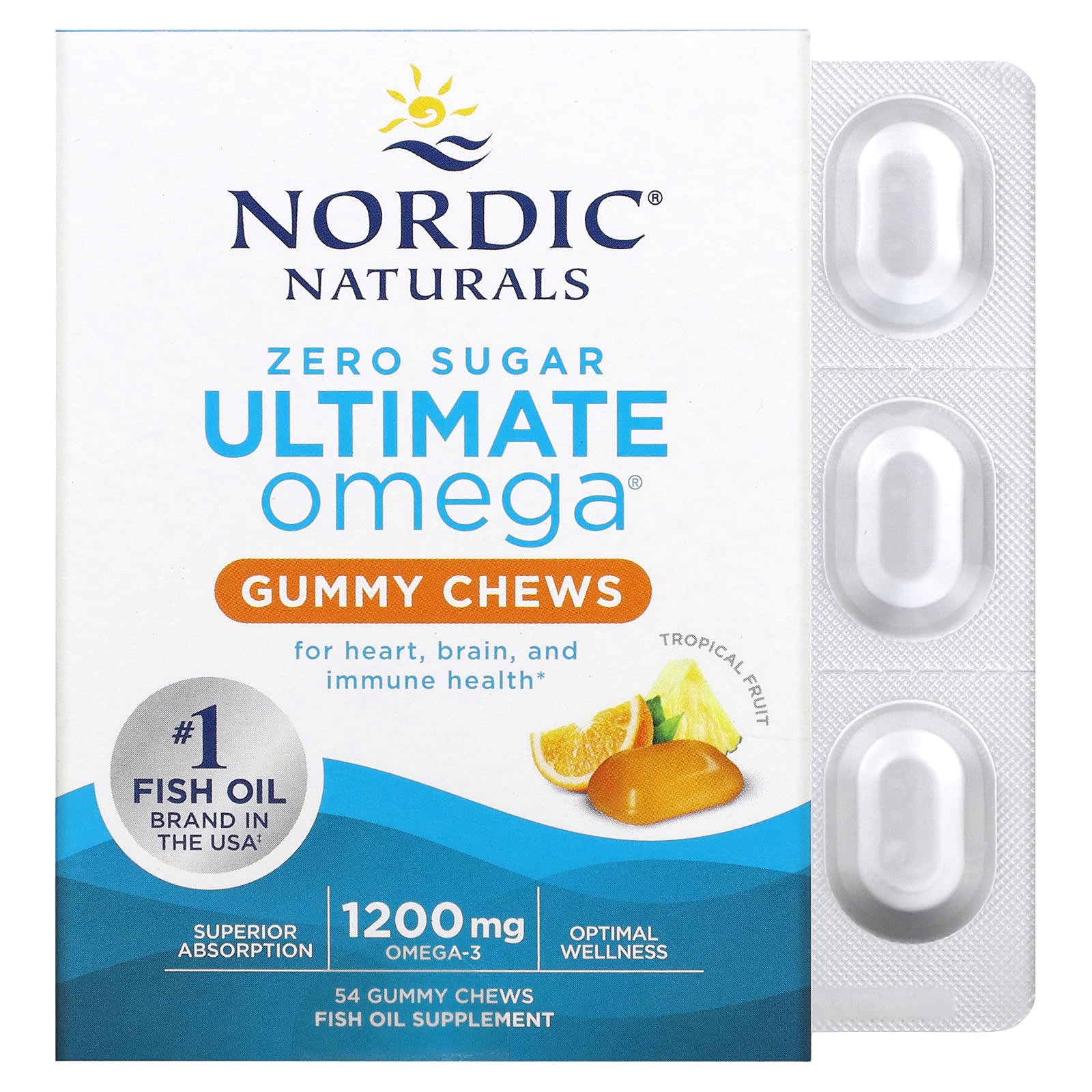 Nordic Naturals-Ultimate Omega-Tropical Fruit-1,200 mg-54 Gummy Chews (600 mg per Gummy)