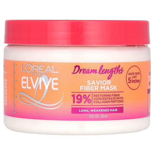 L'Oréal-Elvive-Dreamlengths-Savior Fiber Mask-For Long-Weakened Hair-12 fl oz (355 ml)