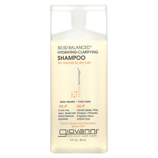 Giovanni-50:50 Balanced-Hydrating-Clarifying Shampoo-For Normal to Dry Hair-2 fl oz (60 ml)