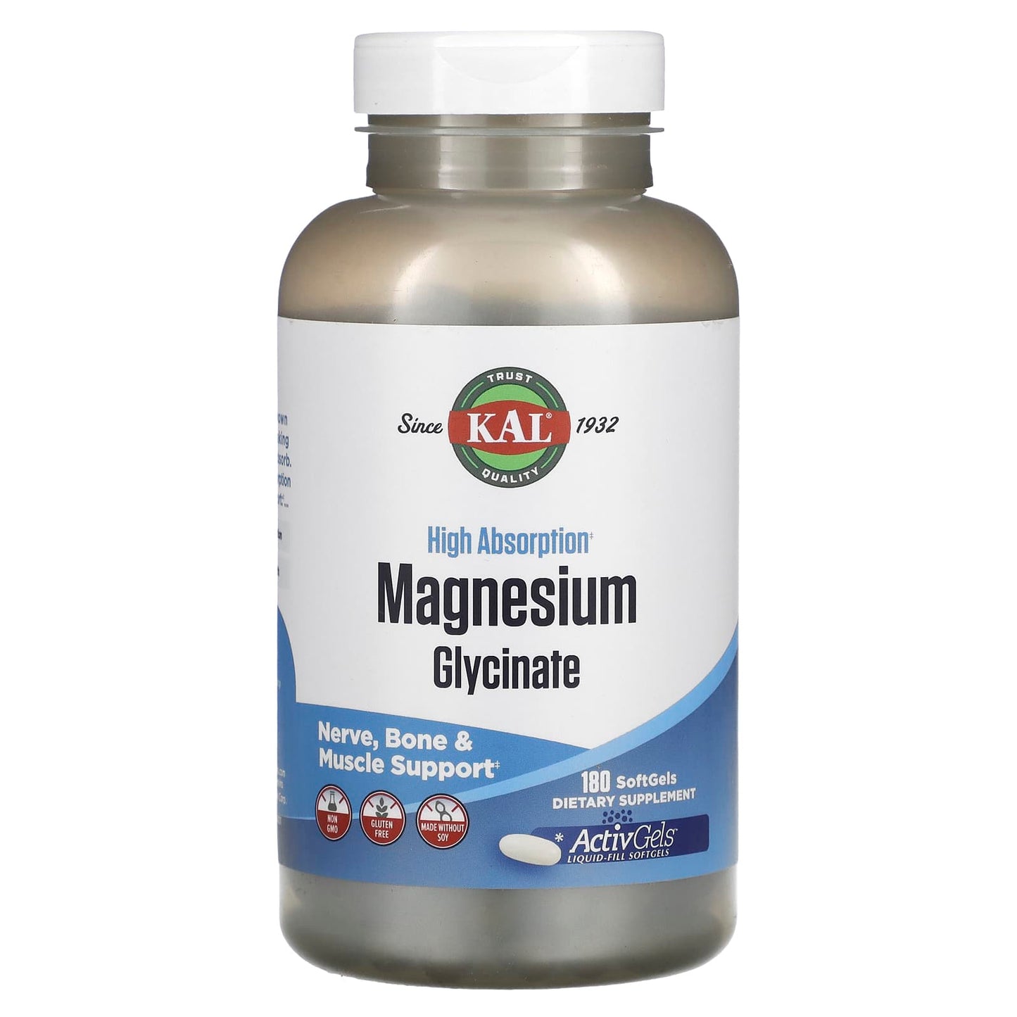 KAL-High Absorption Magnesium Glycinate-180 Softgels