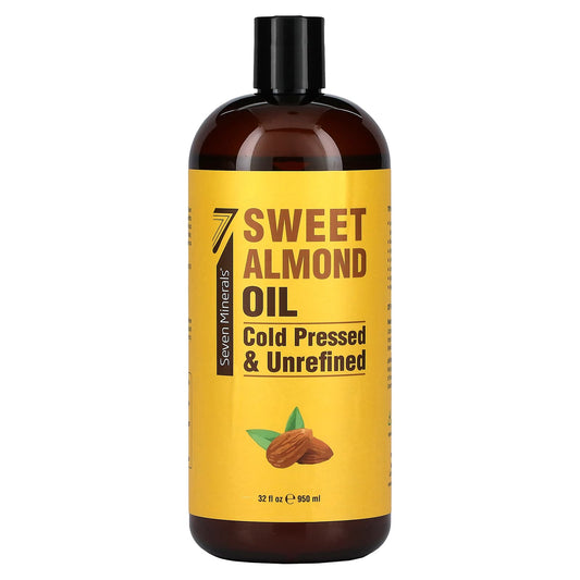 Seven Minerals-Sweet Almond Oil-Cold Pressed & Unrefined-Unscented-32 fl oz (950 ml)