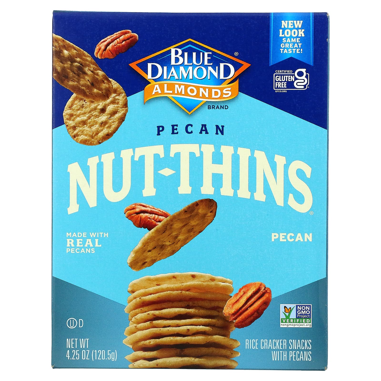 Blue Diamond-Pecan Nut-Thins-Rice Cracker Snacks with Pecans-4.25 oz (120.5 g)