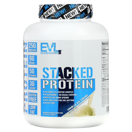 EVLution Nutrition-Stacked Protein-Vanilla Ice cream-5 lb (2,268 kg)