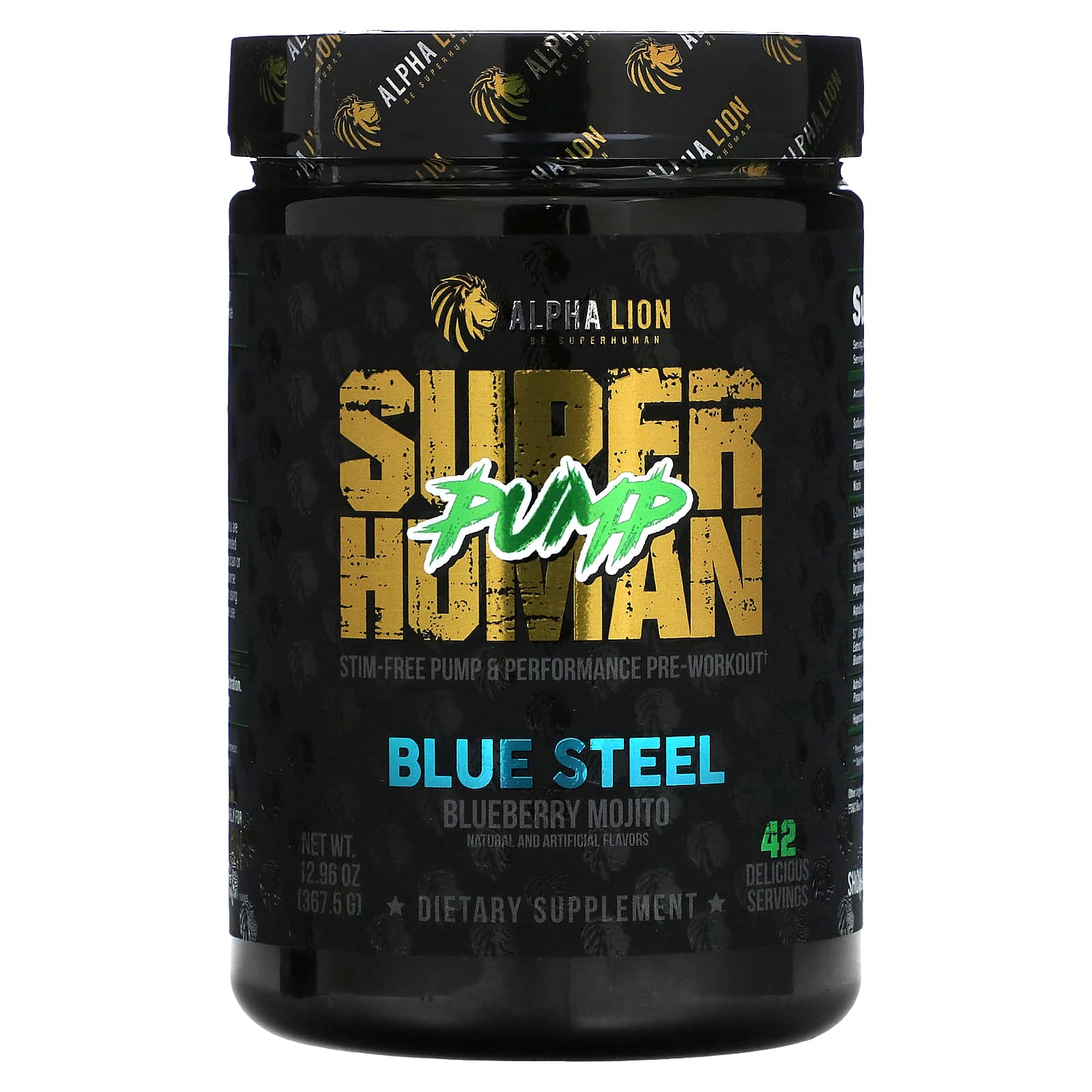 ALPHA LION-SuperHuman Pump-Blue Steel-Blueberry Mojito-12.96 oz (367.5 g)