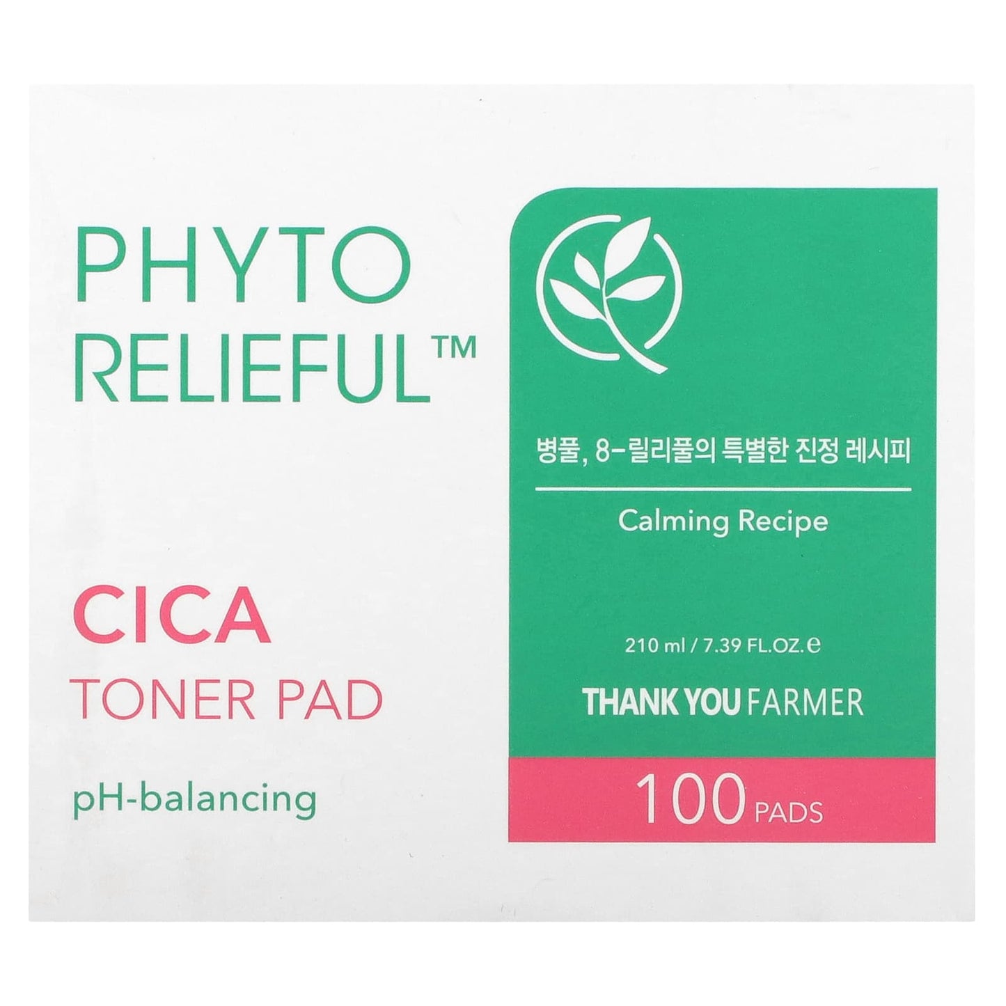 Thank You Farmer, Phyto Relieful, Cica Toner Pad, 100 Pads, 7.39 fl oz (210 ml)