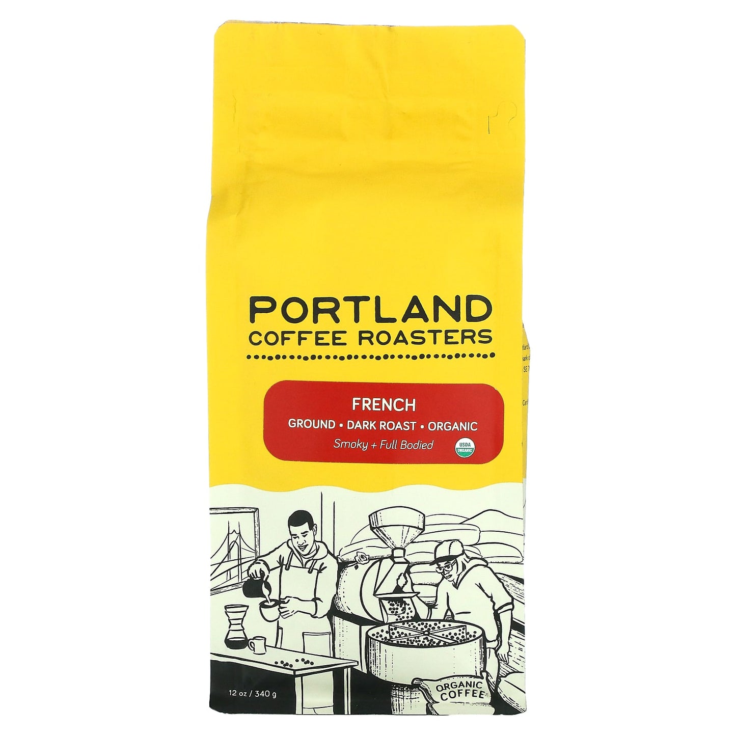 Portland Coffee Roasters-Organic Coffee-Ground-Dark Roast-French-12 oz (340 g)