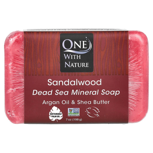 One with Nature-Dead Sea Mineral Bar Soap-Sandalwood-7 oz (198 g)